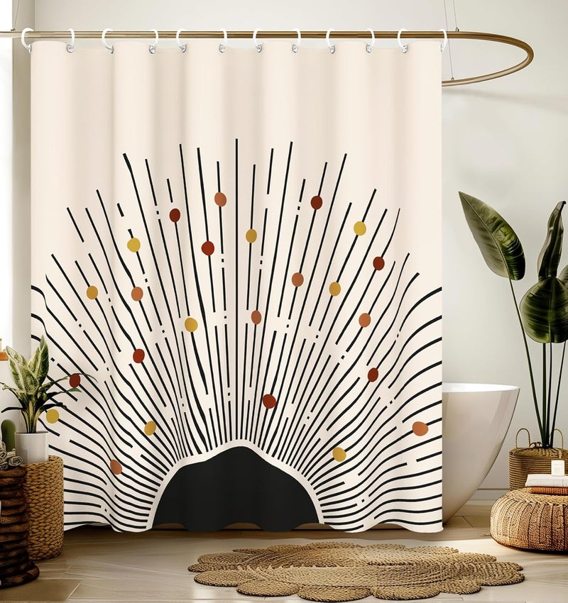 Stanoha Shower Curtain for Bathroom Stall Boho Modern Cute Aesthetic Decorative Girly Waterproof Unique Art Sun Elegant Girls Chic Print Design Teen Pretty Women Cortinas de Baño Bathtub 72 x72 Inch - Image 1
